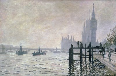 O Tamisa abaixo de Westminster, 1871 de Claude Monet